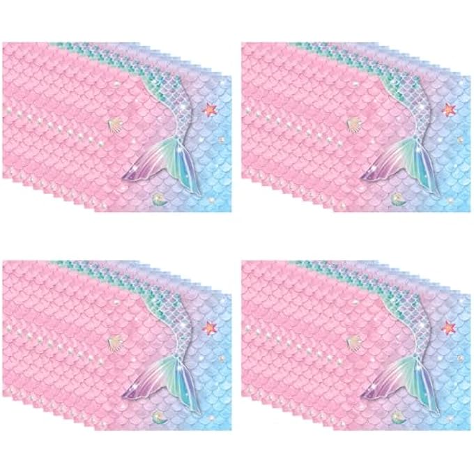 40 PIECES OF MERMAID PAPER TOWELS, CUTE NAPKINS, KIDS PARTY SUPPLIES, TABLECLOTH DECORATIONS, PARTY DECORATION SUPPLIES - Image 1